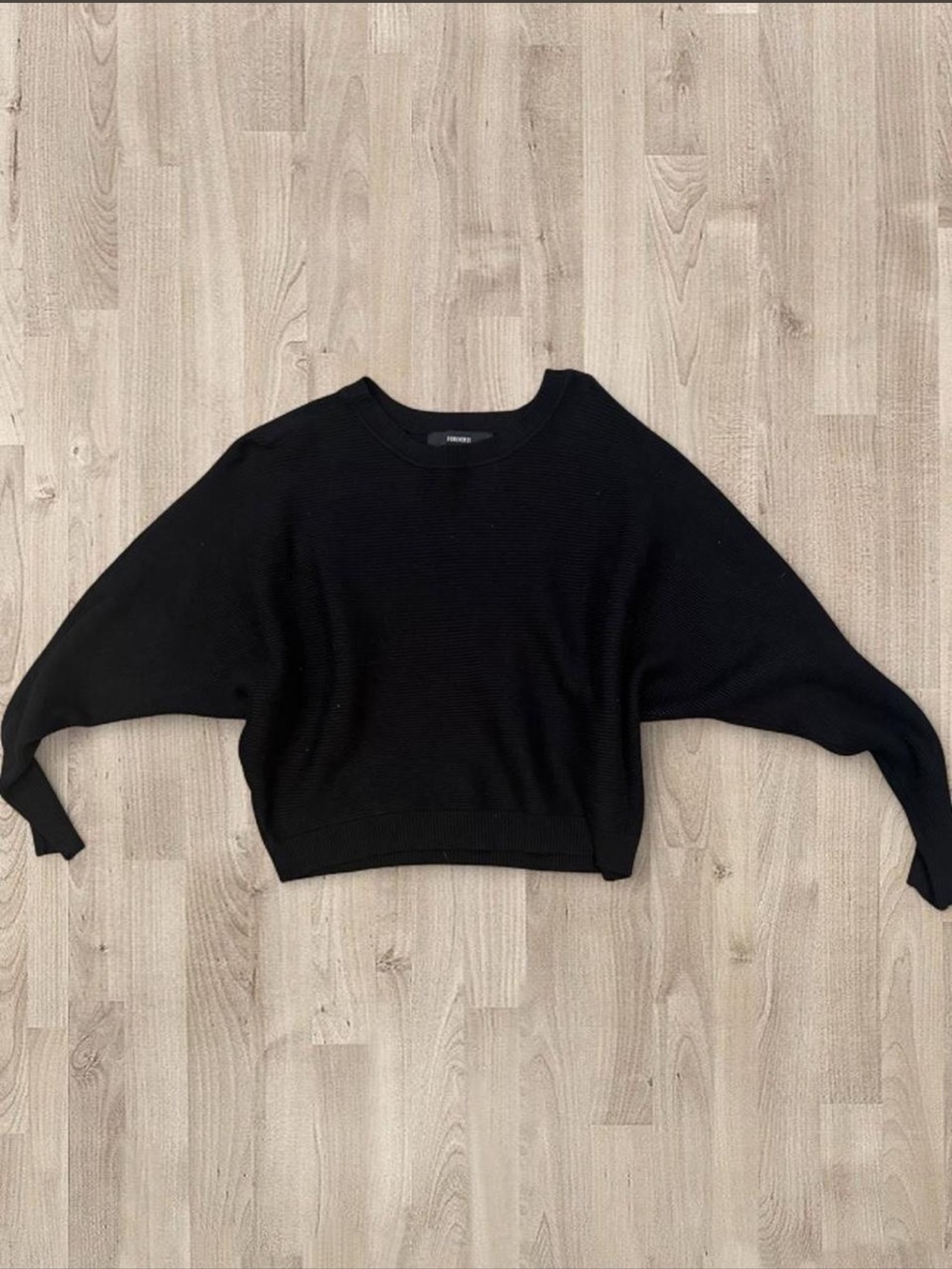 Classic Black Cropped 3/4 Length Sleeve Women's Sweater